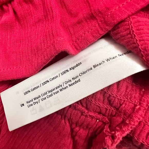 B.O.G Collective (Band of Gypsies) Smocked Short Sleeved Crop Top in Red - Picture 3 of 5